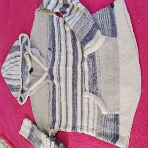 Lira Blue and Cream Striped Hoodie